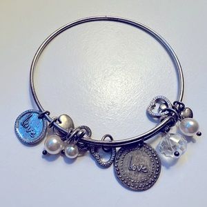 Love & Hearts Bangles Bracelet with Charms